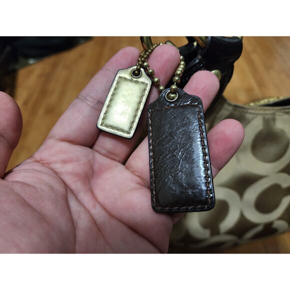 Coach Madison Hobo Style Hand Shoulder Bag #F0973-14305, Tan Sateen w Brown Trim - Picture 4 of 16